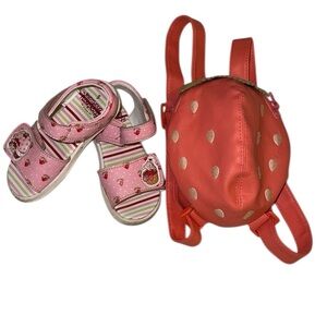 Strawberry Shortcake Toddler Sandals Size 6 + Strawberry Mini Backpack Set Pink
